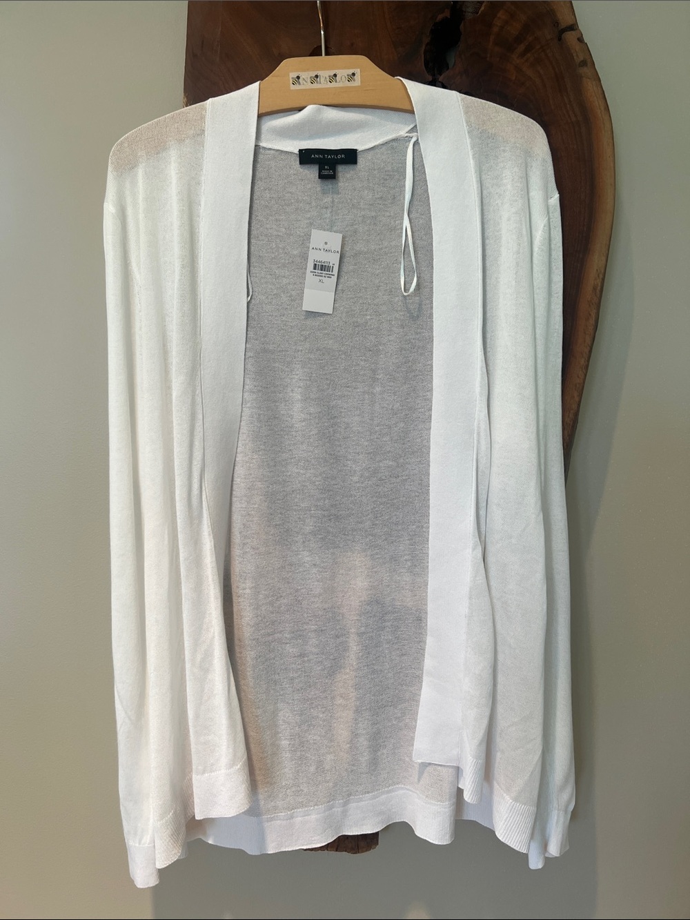 Ann Taylor White Open-Front Sheer Lightweight Viscose Cardigan Sz XL Layer Soft